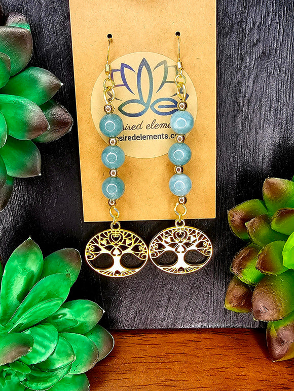 Aquamarine Tree of Life Earrings