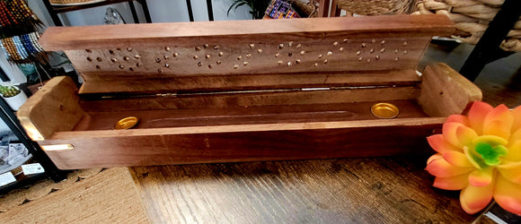 Coffin Carved Wood Incense Box Burner 12