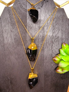 Black Obsidian Electroplated Pendant