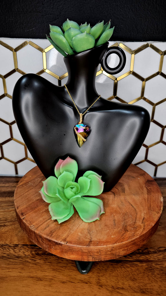 Titanium Obsidian Arrowhead Pendant - E