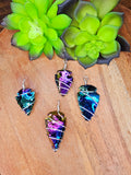 Titanium Aura Obsidian Arrowhead Pendant