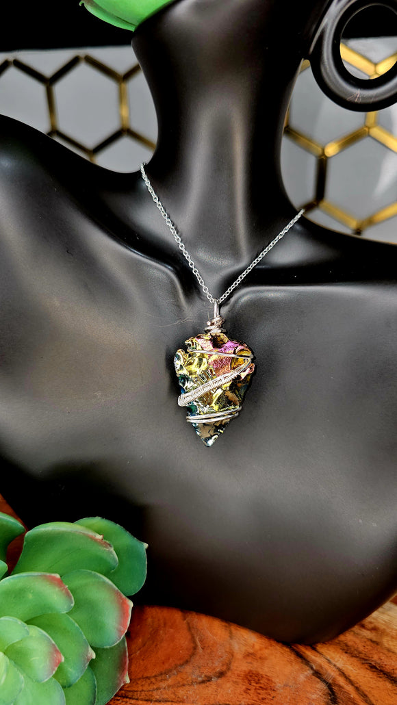 Titanium Obsidian Arrowhead Pendant - G