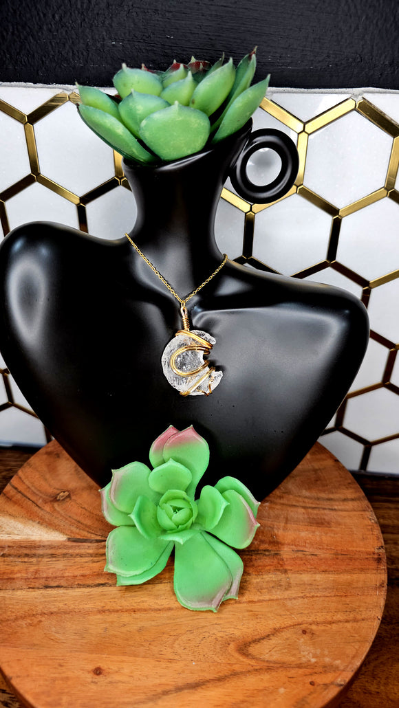 Clear Quartz Crescent Moon Pendant 1