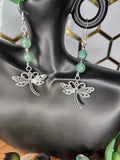 Green Aventurine Dragonfly Earrings