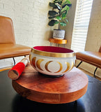 Tibetan Singing Bowl 5"D "Moon Cycle- white"  with Striker & Rubber Stand