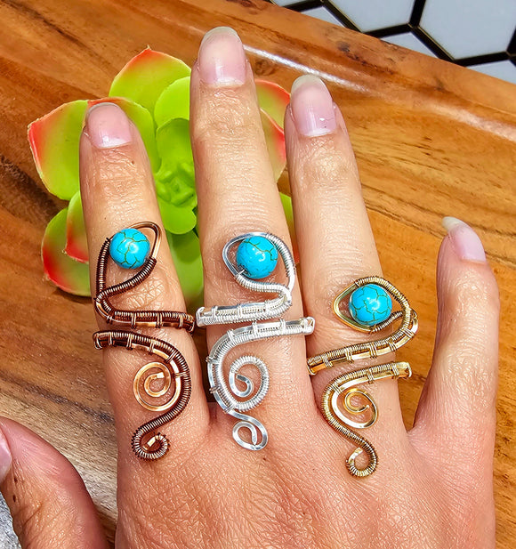 Turquoise Snake Rings - Variety