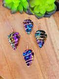 Titanium Aura Obsidian Arrowhead Pendant