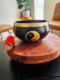 Tibetan Singing Bowl 5"D "Yin & Yang"  with Striker & Rubber Stand