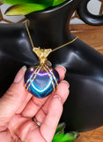 Titanium Aura Obsidian Heart Pendant