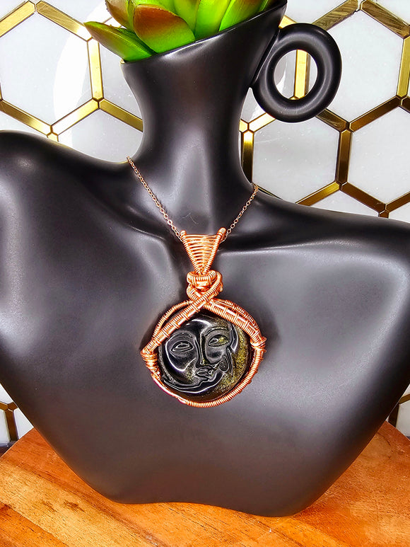 Gold Sheen Obsidian Sun & Moon Pendant (B)