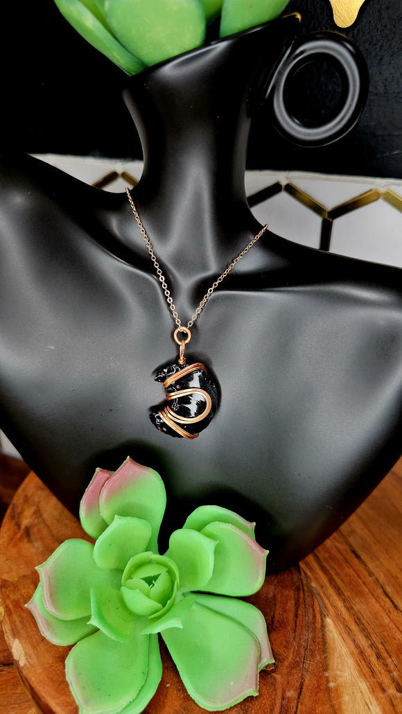 Black Obsidian Crescent Moon Pendant 3