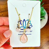 Rose Quartz Tear Drop Pendant & Earrings set