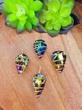 Titanium Aura Obsidian Arrowhead Pendant