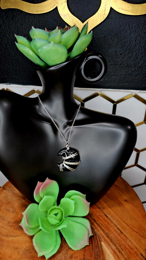 Black Obsidian Crescent Moon Pendant 4