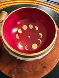 Tibetan Singing Bowl 5"D "Moon Cycle- white"  with Striker & Rubber Stand
