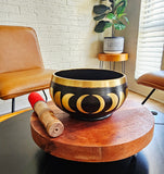 Tibetan Singing Bowl 5"D "Moon Cycle- black"  with Striker & Rubber Stand