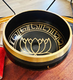 Tibetan Singing Bowl 5"D "Lotus"  with Striker & Rubber Stand