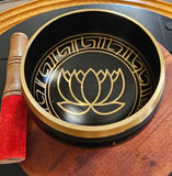 Tibetan Singing Bowl 5"D "Lotus"  with Striker & Rubber Stand