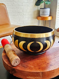 Tibetan Singing Bowl 5"D "Moon Cycle- black"  with Striker & Rubber Stand