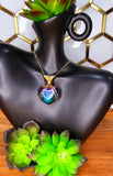 Titanium Aura Obsidian Heart Pendant