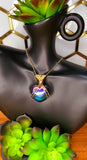 Titanium Aura Obsidian Heart Pendant