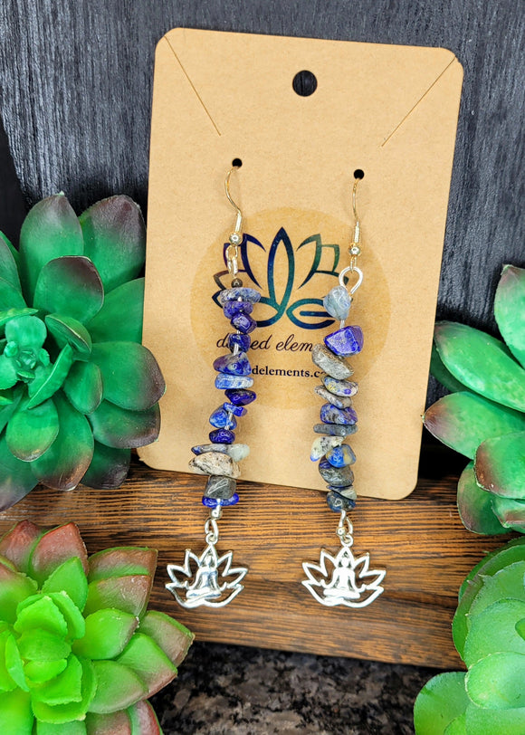 Lotus Flower Lapis Lazuli Earrings 2