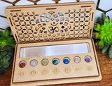 Selenite Charging Healing Set- 8 Piece Set w/Wood Gift Box
