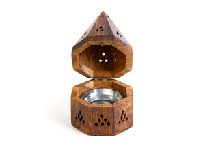 Wooden Temple Cone/Charcoal Burner 5.5"H