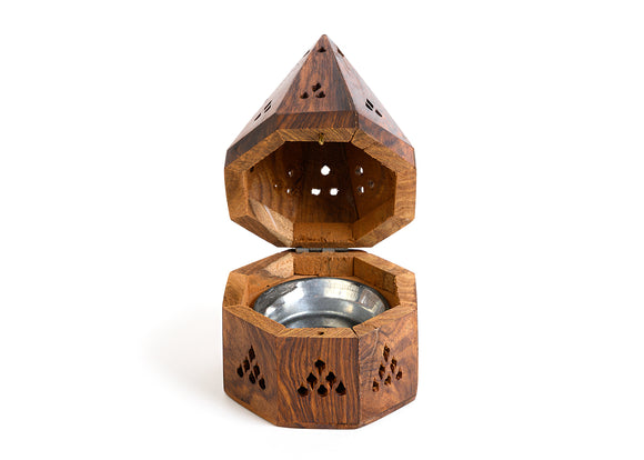Wooden Temple Cone/Charcoal Burner 5.5