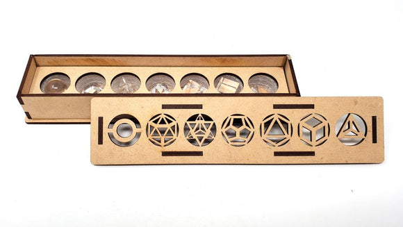 Crystal Quartz 7 Piece Sacred GOMETRIC Set w/Wood Gift Box